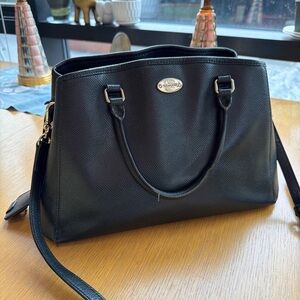 Coach Black Pebbled Leather Satchel with Detachable Strap